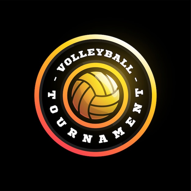 Volleybal circulair logo. Moderne professionele typografie sport retro-stijl embleem en sjabloon logo ontwerp. Volleybal kleurrijk logo