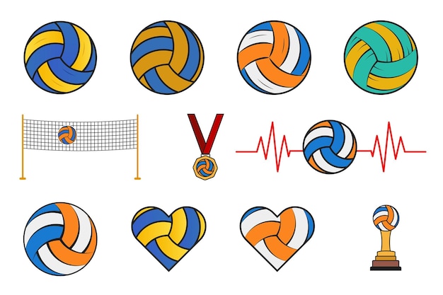 Volleybal Clipart Bundel Volleybal Vector Bundel Volleybal illustratie Sport Vector Bundel