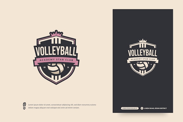 Volleybal club logo, volleybal toernooi emblemen sjabloon. Sportteam identiteit ESport-badge