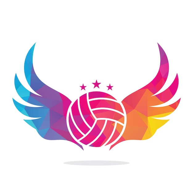 Volleybal en vleugels vectorillustratie Volleybal met vleugels logo vector Flying Volleyball