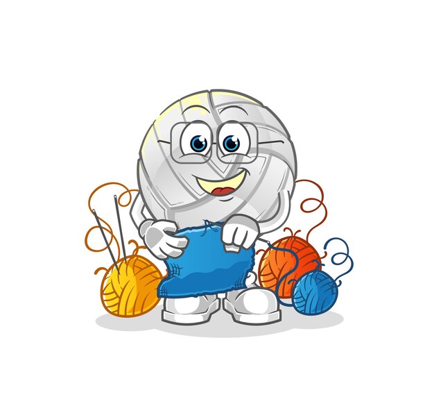 Volleybal kleermaker mascotte. cartoon vector
