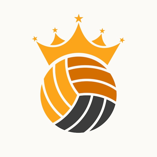 Volleybal Logo Design Concept met kroon pictogram Volleybal winnaar symbool