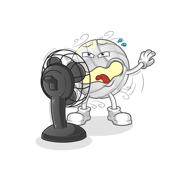 Volleybal voor het ventilatorkarakter. cartoon mascotte vector