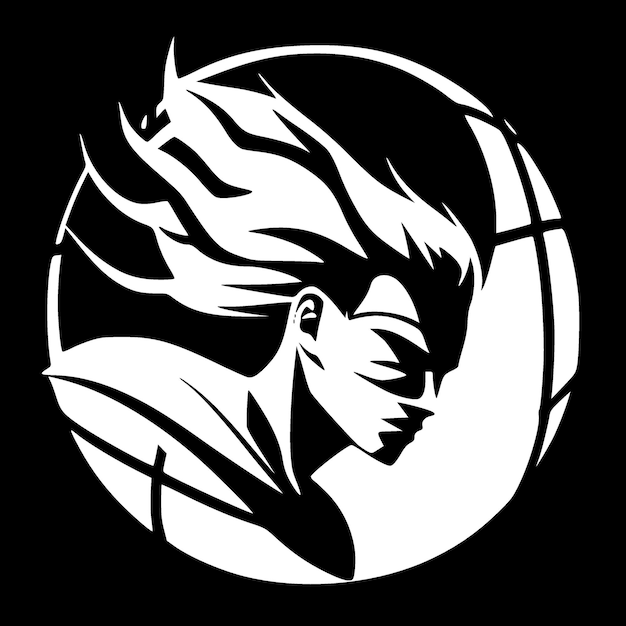 Volleybal Zwart-wit geïsoleerd pictogram Vector illustratie