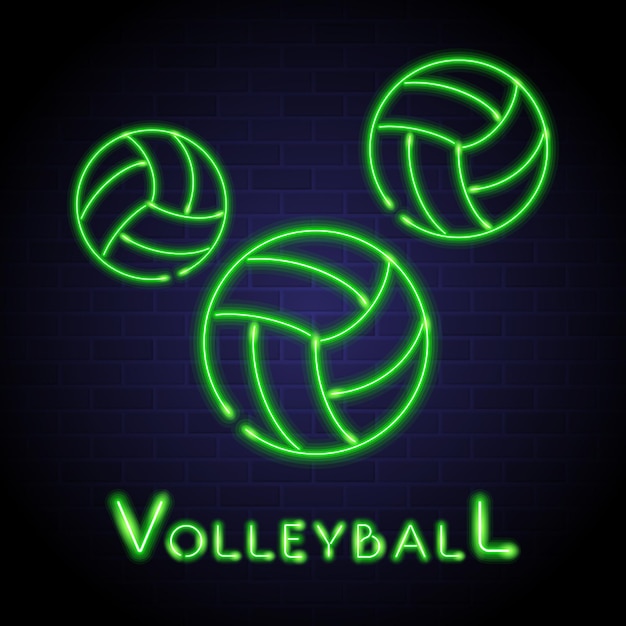 Volleybalbalpictogram met neonlichtelementontwerp