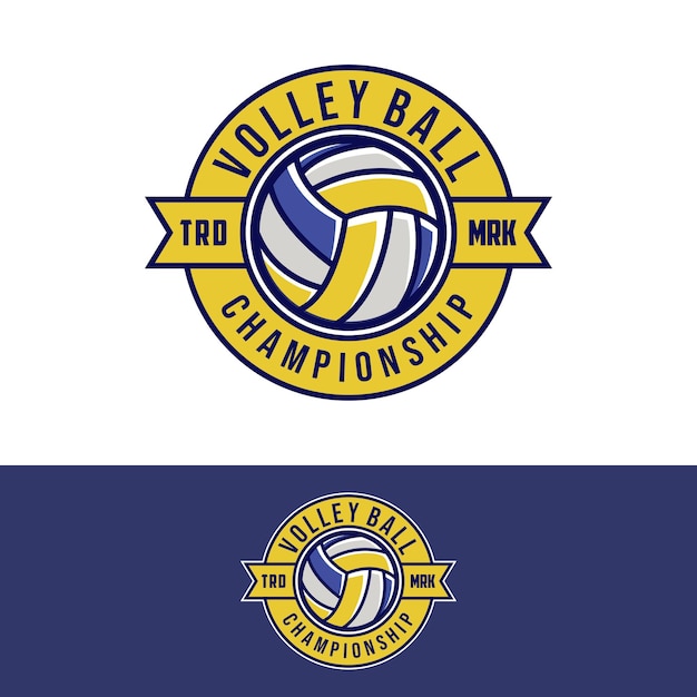 Modello vettoriale distintivo di pallavolo. illustrazione grafica di sport volley nello stile della toppa del distintivo dell'emblema.