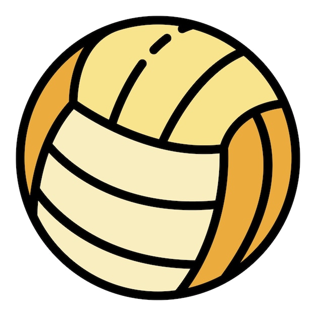 Вектор Иконка волейбольного мяча. контур векторной иконки волейбольного мяча, плоский изолированный цвет.