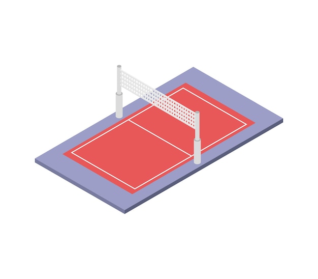 Vector volleyball ball isometric field