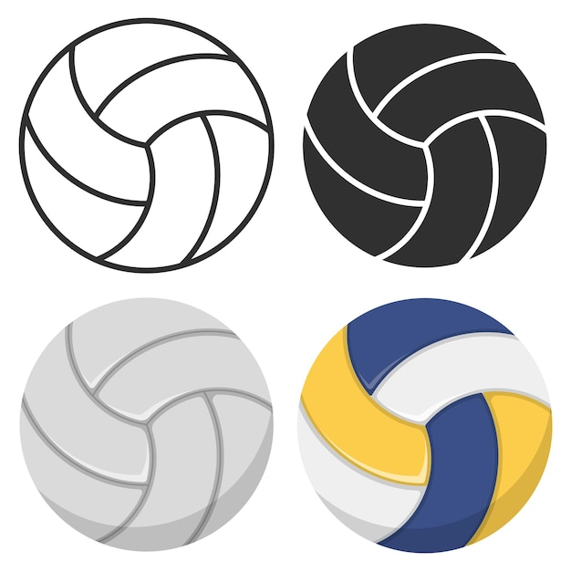 Volleyball Balls flat icons set Vector illustration