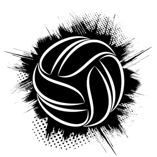 Vector volleyball black grunge symbol