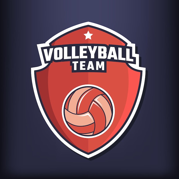 Volleyball championship logo with shield on dark background