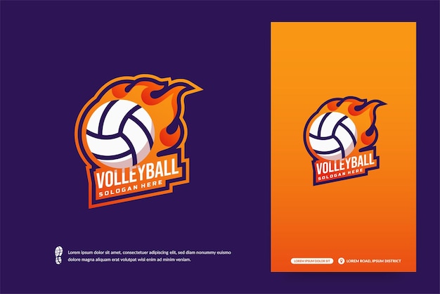 Logo del club di pallavolo, modello di emblemi del torneo di pallavolo. distintivo esport di identità della squadra sportiva