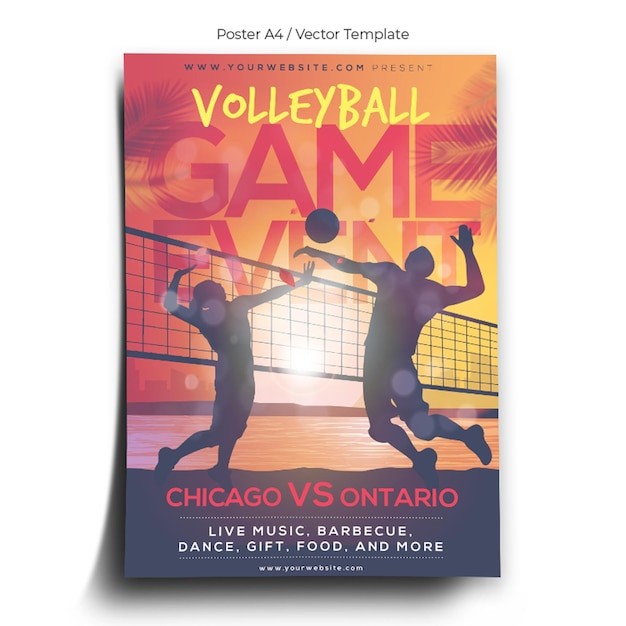 Vector volleyball event poster template