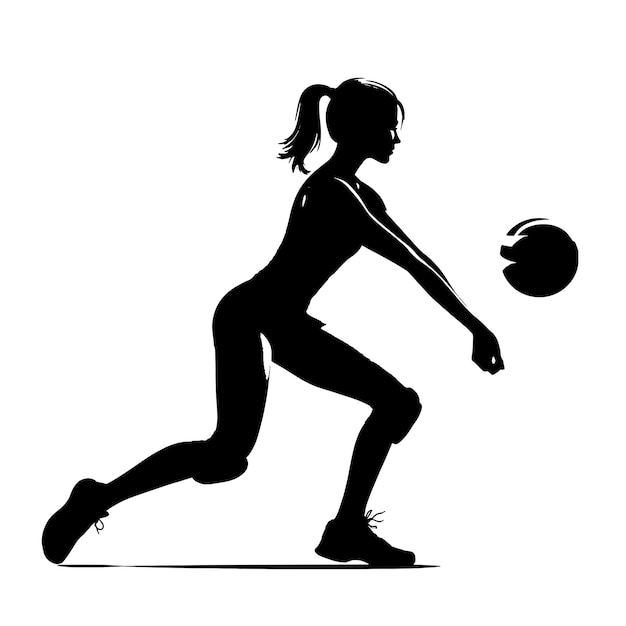 Volleyball Female player dynamic pose in black and white Vector