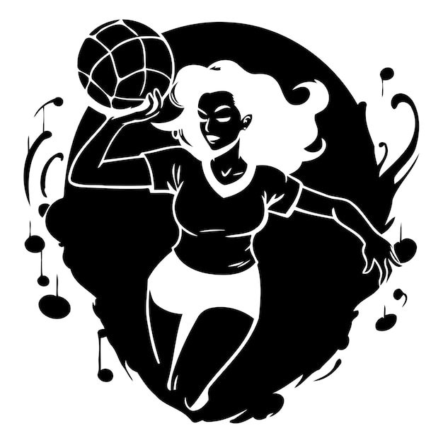 Vector volleyball girl player with ball in hand vector illustration