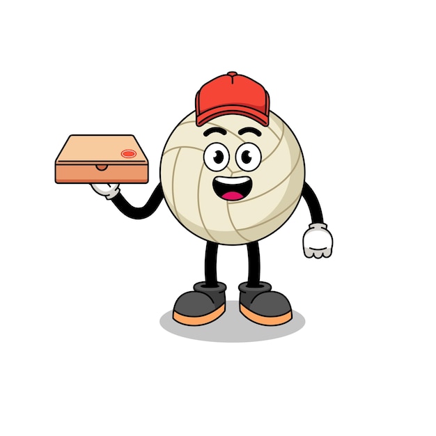 Volleyball illustration as a pizza deliveryman character design