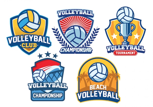 Vector volleyball logo design set