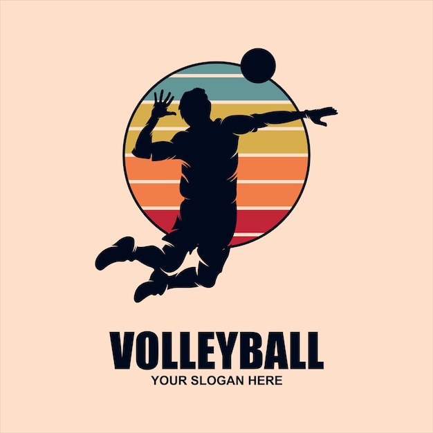 Дизайн логотипа волейбола с иконой прыгающего человека