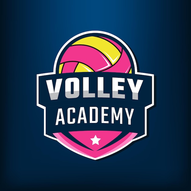 Volleyball logo, emblem and icon on dark blue background