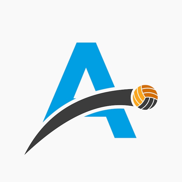 Volleyball Logo On Letter A With Moving Volleyball Ball Icon Volley Ball Symbol