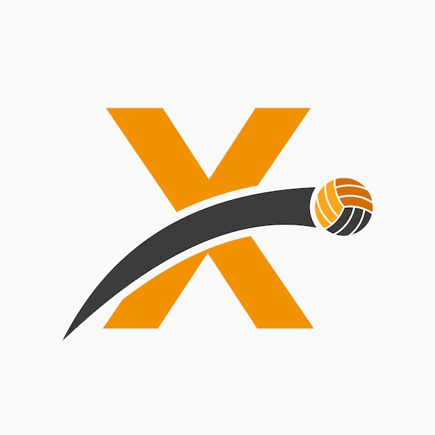 Volleyball Logo On Letter X With Moving Volleyball Ball Icon Volley Ball Symbol