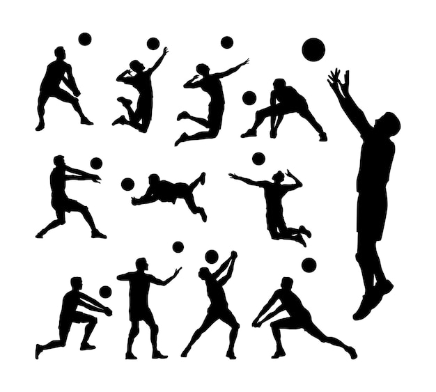 volleyball man player vector silhouette