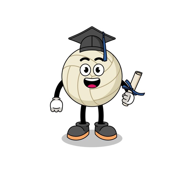 Volleyball mascot with graduation pose character design