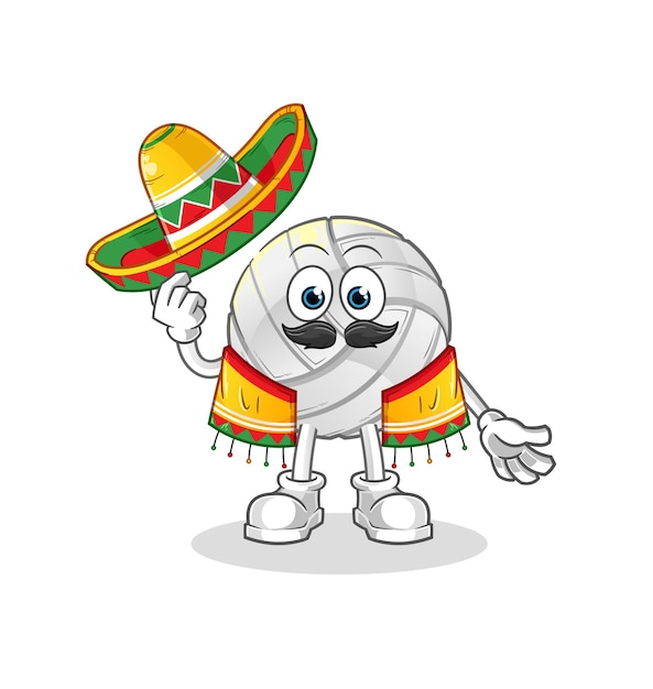 Волейбол мексиканской культуры и флаг. мультфильм талисман вектор