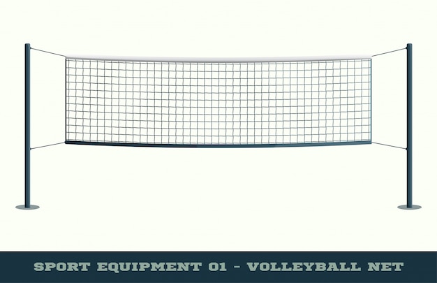 Premium Vector  An orange volleyball net stretched between two blue poles.  grid for team sports such as volleyball badminton. vector illustration in a  flat style isolated on a white background