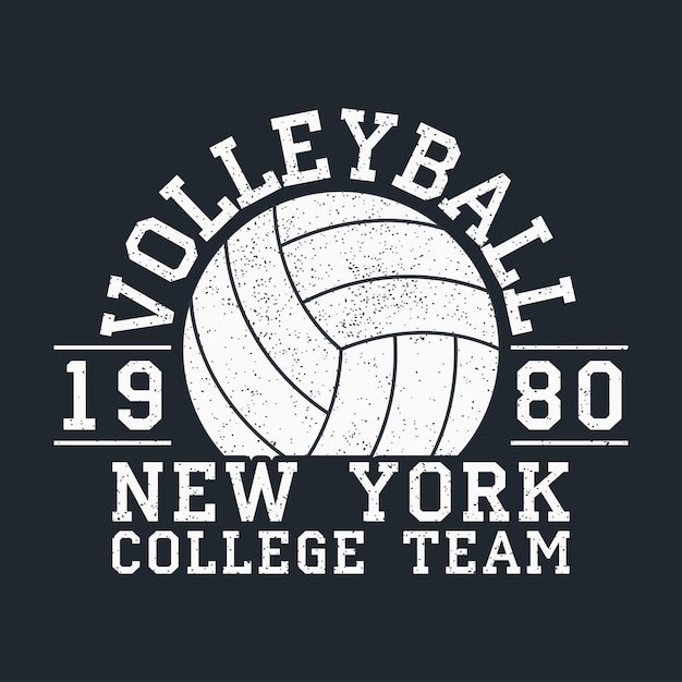 Vector volleyball new york grunge print for apparel with ball typography emblem for tshirt