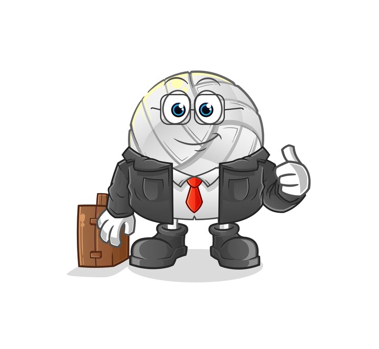 Volleyball office worker mascot. cartoon vector