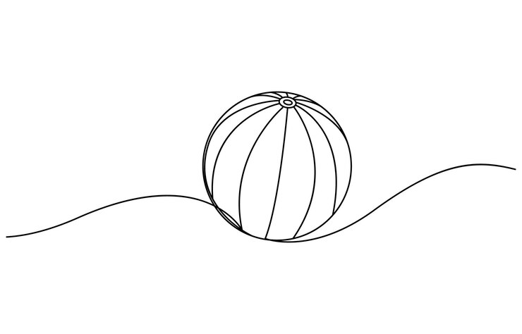 Vector volleyball one line art continuous line drawing of ball continuous drawing of a volleyball ball