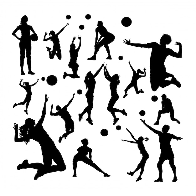 Volleyball player silhouettes