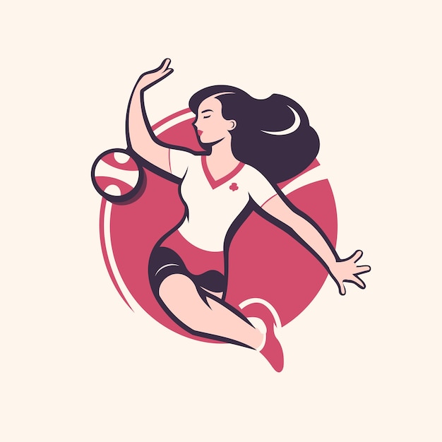 Volleyball player with ball vector illustration in flat style