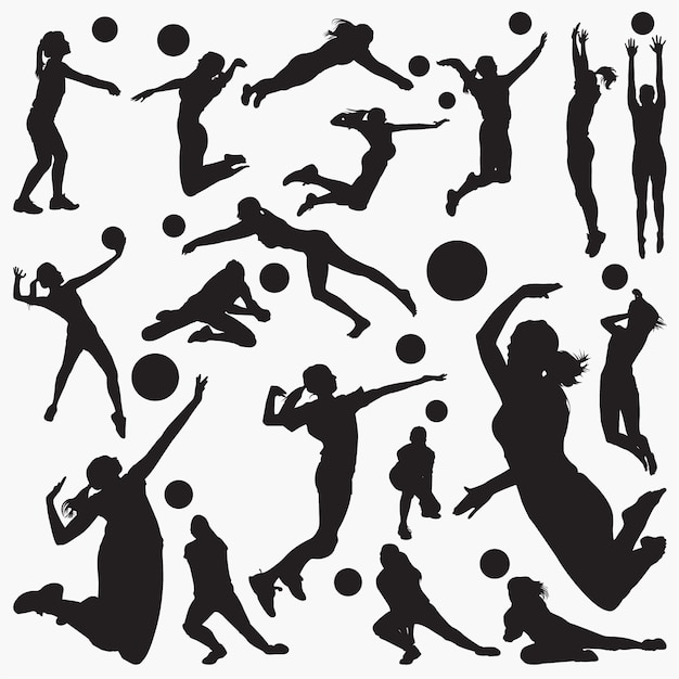 Vector volleyball silhouettes