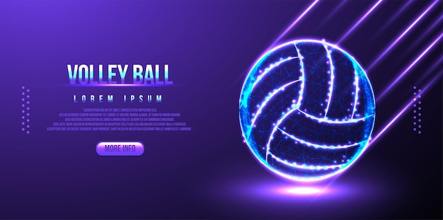 Volleyball, sport low poly wireframe mesh design