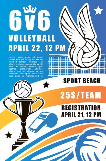 Vector volleyball sport team beach tournament