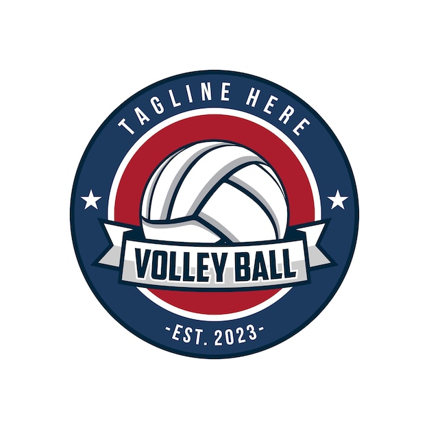 Volleyball team emblem logo design vector illustration