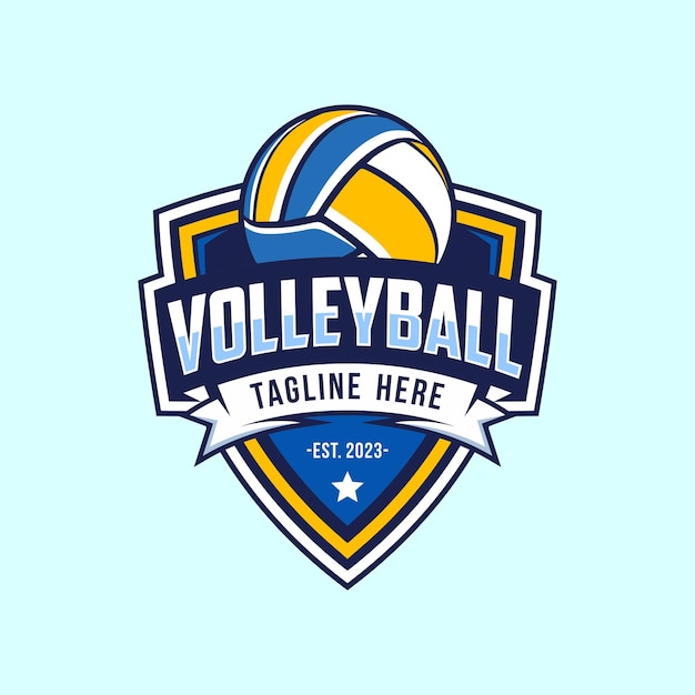 Volleyball team emblem logo design vector illustration