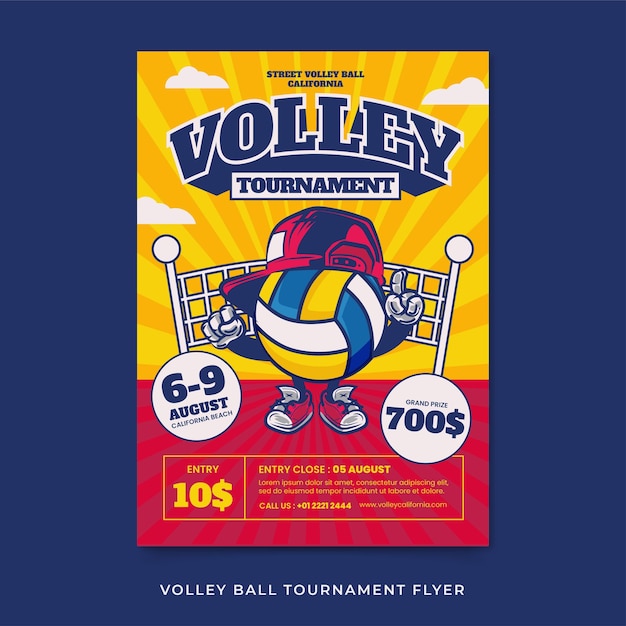 Vector volleyball tournament flyer