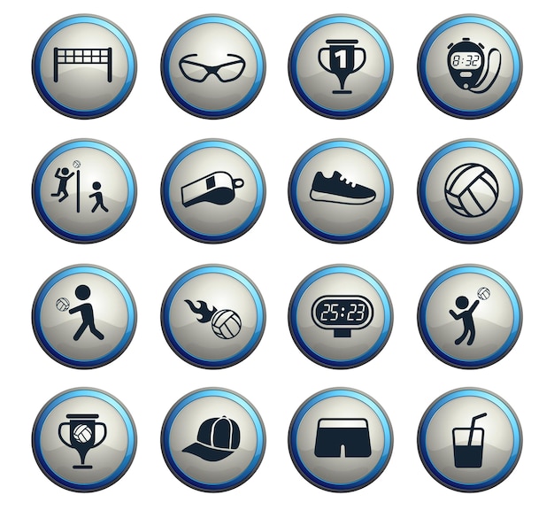 Volleyball vector icons for web and user interface design