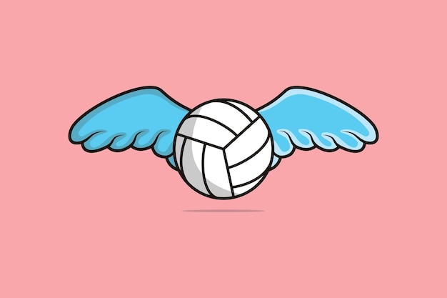 Volleyball and Wings vector illustration Sports objects icon concept