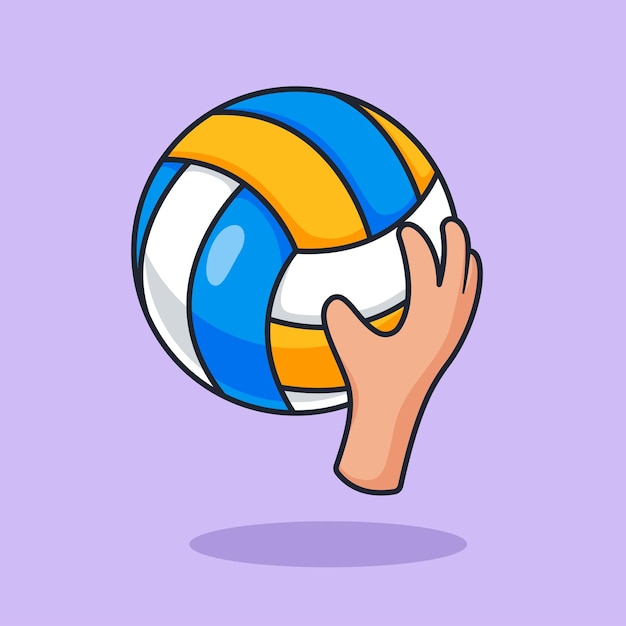 Волейбол с изолированным вектором иллюстрации ручного спортивного значка