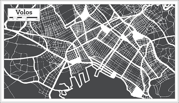 Volos Greece City Map in Retro Style Outline Map