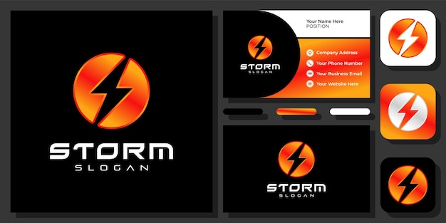 Логотип Volt Energy Circle Storm Thunderbolt Logo Электрический векторный дизайн логотипа с визитной карточкой