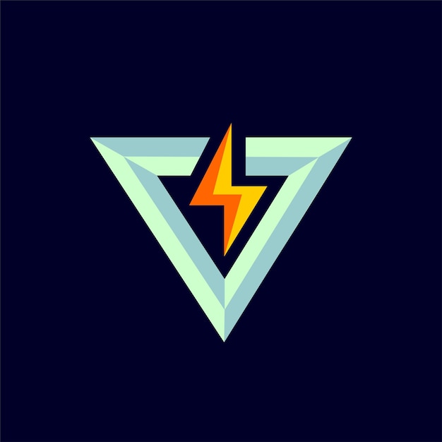 Vettore logo volt, logo elettrico con lettera v