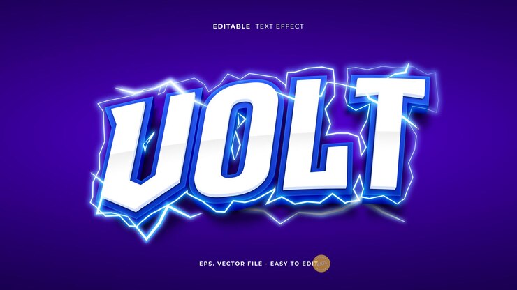 Vector volt text effect editable electric voltage text style