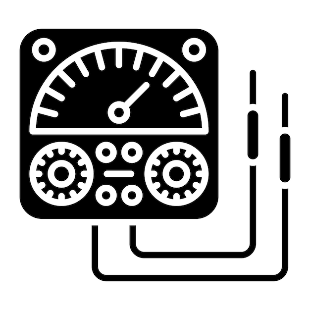 ベクトル 電圧計のグリフ黒塗りイラスト