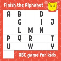 Voltooi het alfabet abc-spel voor kinderen onderwijs ontwikkelen werkblad leerspel voor kinderen
