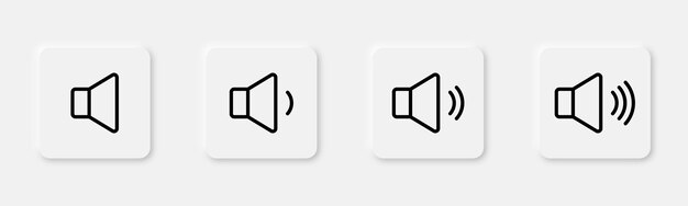 Volume-pictogram Megafoon-teken in lijn Geluidssymbool in zwart Muziekpictogram set Omtrek luidspreker-symbool